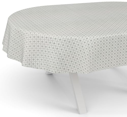 ANRO Wachstuchtischdecke Wachstischdecke Wachstuch Tischdecke abwaschbar Gartentischdecke Rund Oval Eckig Oval 180x140cm Schnittkante Italia Grau