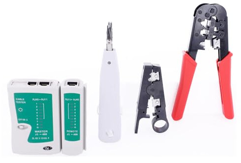 Estuche de Herramientas con Crimpadora y Tester para Redes Ethernet, 5 Piezas, Reparaciones