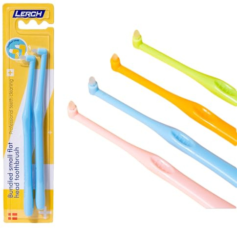 Vonmerie 2 Stück Tuft Zahnbürste, Einbüschelbürste Kleine Zahnbürste Getuftet Weich Büschelzahnbürste Trimm Single Interdental Zwischenraum Bürste(Blau)