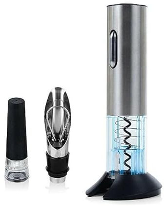 Tire-Bouchon Electrique Rechargeable en Acier Inoxydable avec Port de Charge USB - Coupe-Capsule de Petite Taille, Portable - décapsuleur avec Bouchon sous Vide et Bec Verseur