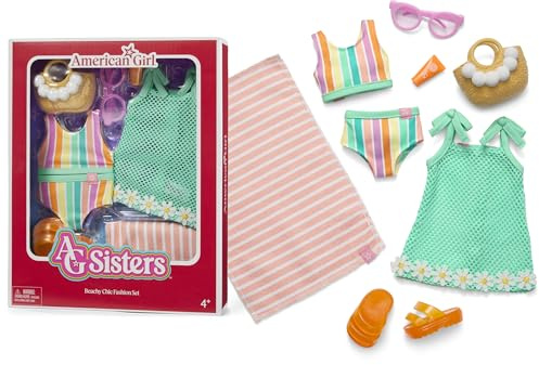 American Girl, AG Sisters Beachy Chic Fashion Set, Doll Clothes, for 14.5-inch Dolls, 8 pcs, for Ages 4+