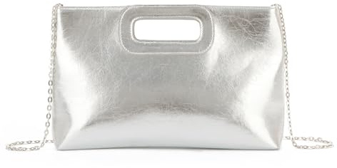 Syrads PU Bolso De Mano De Para Mujer Bolso De Formal Elegante Bolso De Mano Bolsos,Plateado