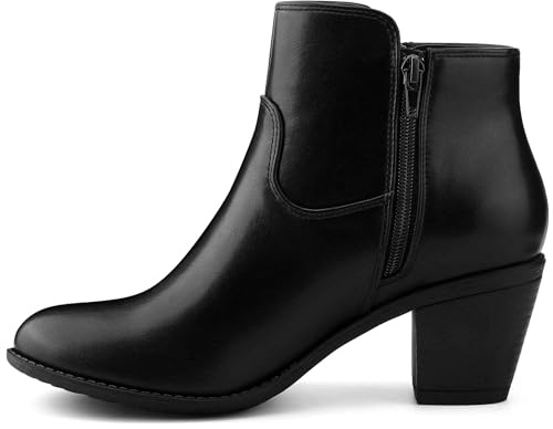 Perphy Low Chunky Heel Side Zipper Ankle Booties for Women Black 6 UK/Label Size 8 US