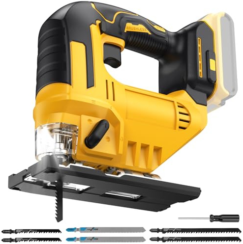 Cordless Jig Saw for Dewalt 20v Max Battery, Brushless Orbital Jigsaw for Straight/Circle/Curve Cutting