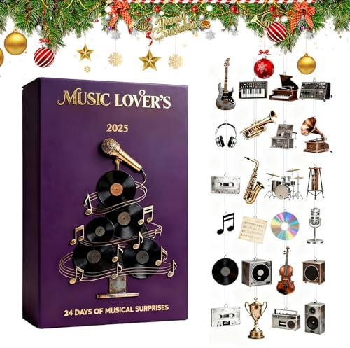Woalopted Calendriers De L'Avent Pour Amateurs De Musique De Noël 2025, Ornements D'instruments De 24 Jours Calendrier De Compte À Rebours De Noël 2025, Ornement De L'Avent Sur Le Thème Musical
