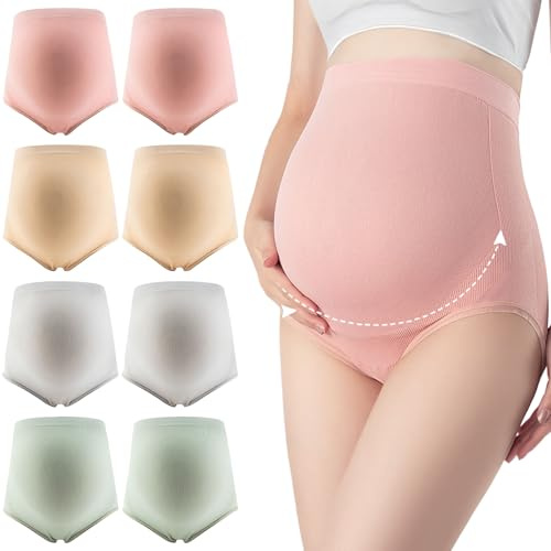 hommova Maternity Knickers for Women, 8 Pcs High Waist Stretchable Maternity Underwear