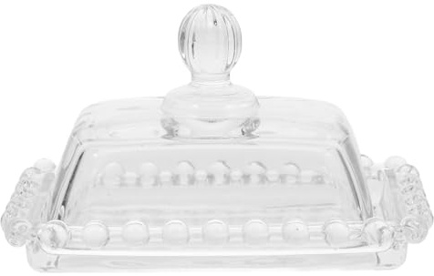 Garneck Beurrier en Verre Transparent avec Couvercle Porte-Beurre Mini 1 Pièce Récipient à Beurre Pratique pour Maison Assiette à Dessert et Plat à Gâteau Conservation au