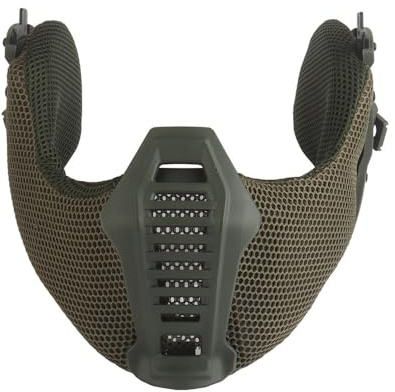 OAREA Taktische Halbgesichtsmaske, Mundschutz, Klappbrille, Ohrenschutz, Airsoft- und Paintballhelm-Schutzausrüstung(HL-103-ACC-03 Green)