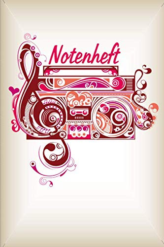 NOTENHEFT: Din A5 für Anfänger und Fortgeschrittene / Blanko NotenBlock / Leere Notenzeilen / Notensystem / für die Schule / Komponist / Design : Notenschlüssel Radio