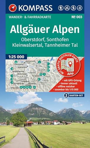 KOMPASS Wanderkarten-Set 003 Allgäuer Alpen, Oberstdorf, Sonthofen, Kleinwalsertal, Tannheimer Tal (2 Karten) 1:25.000: inklusive Karte zur offline Verwendung in der KOMPASS-App.