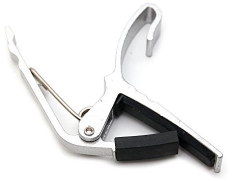 Bray Silver Universal Trigger Clamp Guitar Capo With Rubber Padding For Gibson, Ibanez, Tanglewood, Yamaha & Fender Acoustic Guitars - Quick Release