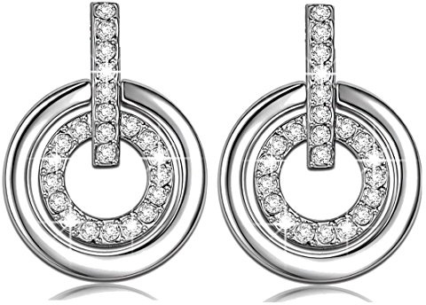 Crystalline Azuria Ohrringe, rund, rund, Kristall, 18 Karat, vergoldet, Schmuck für Damen und Mädchen