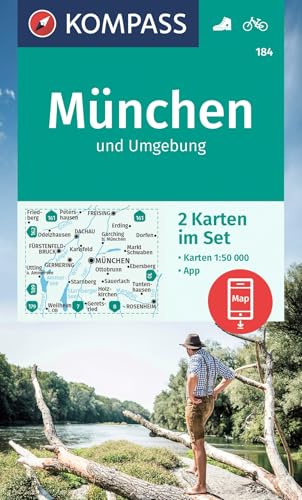 KOMPASS Wanderkarten-Set 184 München und Umgebung (2 Karten) 1:50.000: markierte Wanderwege, Fahrradwege, Skitouren, Langlaufen
