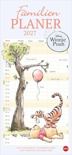 Winnie Puuh Familienplaner 2027: Terminkalender mit Abenteuern von Winnie Puuh und seinen Freunden. Praktischer Wandkalender mit 5 Spalten. Liebvoll illustrierter Wandplaner.