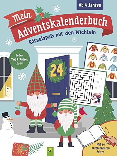 Mein Adventskalenderbuch Rätselspaß mit den Wichteln: Mit 24 Seiten zum Aufmachen | Rätselbuch | Adventskalender Wichtel für Kinder | ab 4 Jahren