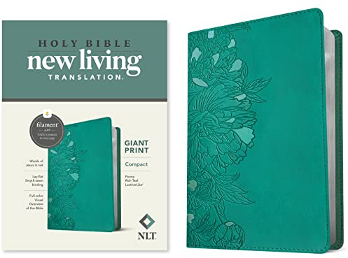 NLT Compact Giant Print Bible, Filament-Enabled Edition (Leatherlike, Peony Rich Teal, Red Letter): New Living Translation, Peony Rich Teal Leatherlike, Giant Print, Filament Enabled