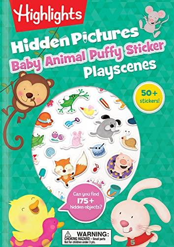 Baby Animal Hidden Pictures Puffy Sticker Playscenes: Baby Animal Hidden Pictures Puffy Sticker Playscenes (Highlights Puffy Sticker Playscenes) ... for Kids 3-6, Find Over 175 Hidden Object