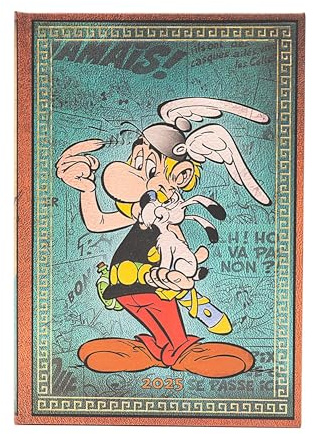 Asterix the Gaul (The Adventures of Asterix) Midi 12-month Vertical Hardback Dayplanner 2025 (Elastic Band Closure): tydzień na dwóch stronach, zamykany na gumkę, papier 100 gsm