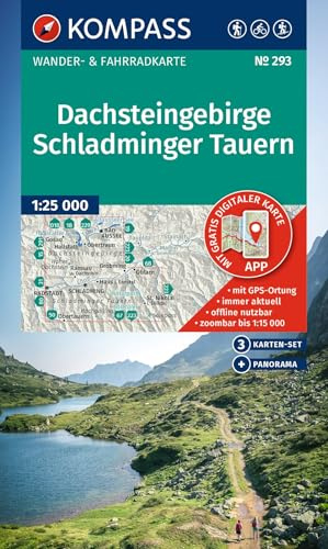 KOMPASS Wanderkarten-Set 293 Dachsteingebirge, Schladminger Tauern (3 Karten) 1:25.000: Wander- und Fahrradkarte in einem - inklusive ... Radwege. Panorama. Skitouren. Langlaufen.