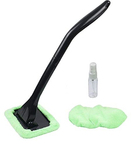 Silence Shopping Microfiber Car Windshield Easy Cleaner, Detachable Handle Brush, Cleaning Tool, Come with 2 Pads Washer Towel and 30ml Spray Bottle