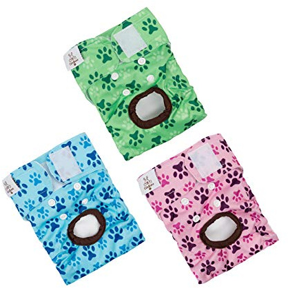 CuteBone hundblöjor kvinna tvättbara små medium stora 3-pack återanvändbara hundblöjor valpperiodbyxor för vovve värmetykel kissa