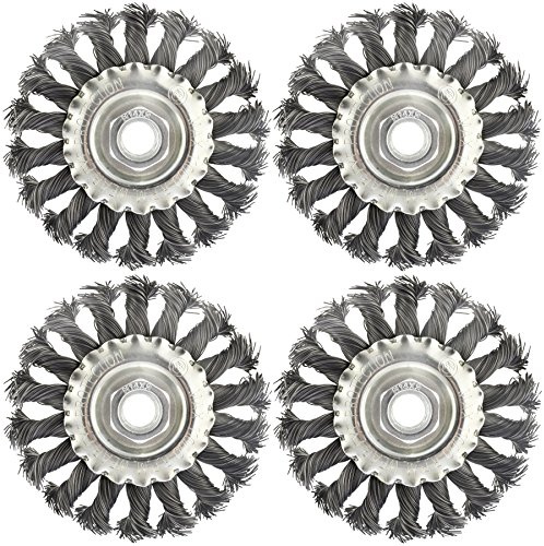 4 x Flat Twist Knot Wire Wheel Brush 100mm M14 x 2 Deburring Angle Grinder AT931