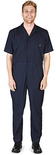 NATURAL WORKWEAR - Kurzärmeliger Herren-Arbeitsoverall mit verschiedenen Größen – 1 Größe größer bestellen - Blau - Klein