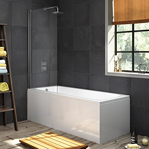 1500mm Luxury Small Single Ended Bath Straight Bathtub Panel Shower Screen Set