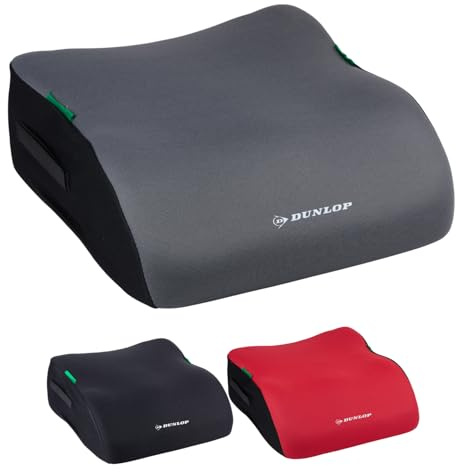 Dunlop Réhausseur Voiture Enfant - Réhausseur Sièges Auto ECE R129 - Siège Auto 3 Ans Ergonomique - Réhausseur Avec Housse Lavable - Siège Auto Pour Enfants 135-150 cm - Gris