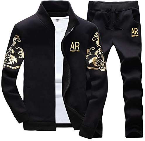 MANTORS Men's Casual Tracksuit Full Zip Athletic Jogging Gym Sweat Suits 78BLack-L