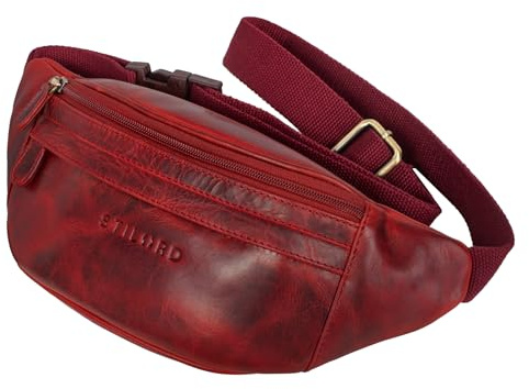 STILORD 'Terry' Bauch Tasche Leder Vintage Hüfttasche für Herren Damen Belt Bag für Jogging Festival Urlaub Handy Gürteltasche Umschnalltasche Echtleder, Farbe:Kara - rot