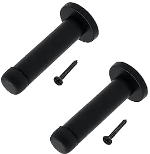 EAI Matt Black Mounted Doorstop - Pack of 2 | Decorative Wall, Door & Skirting Mount Door Stopper with Concealed Fixings | Reduces Noise & Prevents Damage to Walls & Door Handles