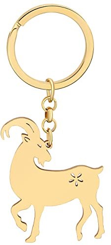 WEVENI ChèVre En Acier Inoxydable Porte-clés Anneaux Porte-Monnaie Sac Charms pour les Femme Filles (Or)