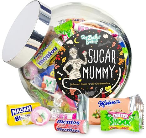 Sugar Mummy – verpackte Süßigkeiten im Glas für Halloween, gruselige Geschenk-Idee für Freund, Freundin, Halloween-Party