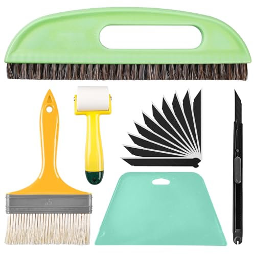 15 Stück Tapezierwerkzeug, Tapeten-Glättungswerkzeug-Set Inklusive Tapezierbürste Rakel Tapezieren Rollen und Schneidwerkzeug, Tapeten-Hängekit für Klebekontakt Fensterfolie Anwendungs-Set (Blau)