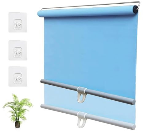 RAGGZZ Saugnapf-Rollos, Verdunkelungsvorhang, Stanzfrei Einziehbar Sonnenschutz for den Balkon, Sonnenschutz Isolierung Beschattungsvorhang Rollo for Fenster(35 * 160cm(14 * 63in))