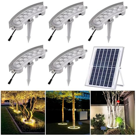 FBJAMZ Luces Exteriores, Luces de Tierra solares LED, focos de Paisaje LED, iluminación de Paisaje de bajo Voltaje, para Palmeras
