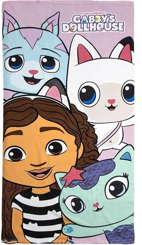 CERDÁ LIFE'S LITTLE MOMENTS Toalla de Microfibra Infantil Gabby’s Dollhouse – Suave, Absorbente y de Secado Rápido | Ideal para Playa, Piscina, Baño o Viajes