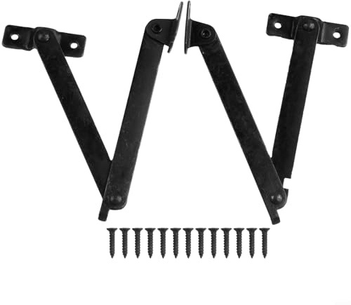 Zilimontt Lot de 2 charnières de support en bois de 195 mm en fer antique avec plaques de support d'angle mobiles pour grands boîtiers et vitrines, vert (noir)