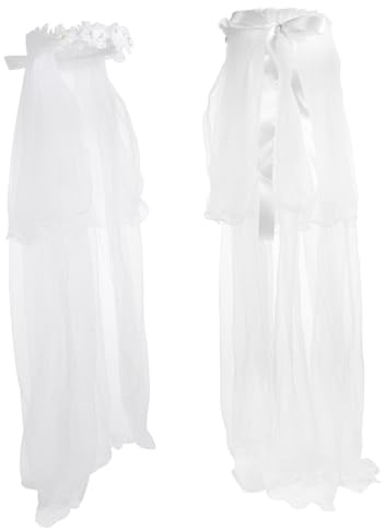 Healifty Fascia Per Chioma Con Fiori e Velo Bianco, Cerchietto Corona Floreale Per Bambine, Copricapo Elegante Per Fotografia, Matrimonio e Feste, Regalo Per Ragazze e Ragazzo Ragazza