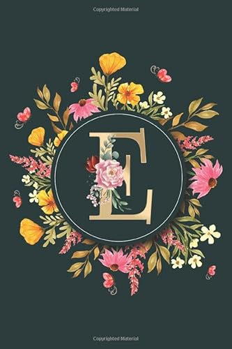 Letter E Notebook: Initial Monogram Letter A Journal - Pretty Personalized Lined Notebook For Kids, Girls, Women. ruled notebook Size 6 x 9 inches - 120 Pages