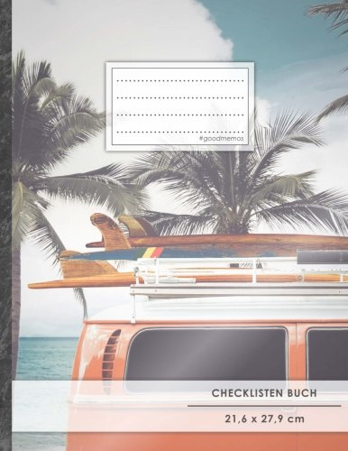 Checklisten-Buch: DIN A4 • 70+ Seiten, Softcover, Register, Strandurlaub • #GoodMemos • 18 Checkboxen + Platz für Notizen/Seite (inkl. Register mit Datum uvm.)