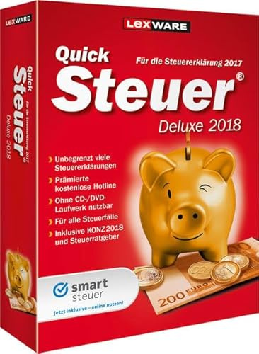 Lexware QuickSteuer Deluxe 2018 für das Steuerjahr 2017|Minibox|Einfache und schnelle Steuer-Software für die private und gewerbliche Steuererklärung|Kompatibel mit Windows 7 oder aktueller