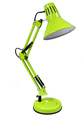 Vetrineinrete® Lampada da scrivania con braccio snodabile luce da tavolo in metallo orientabile con morsetto incluso attacco per lampadine E27 per casa ufficio cameretta (Verde) P8