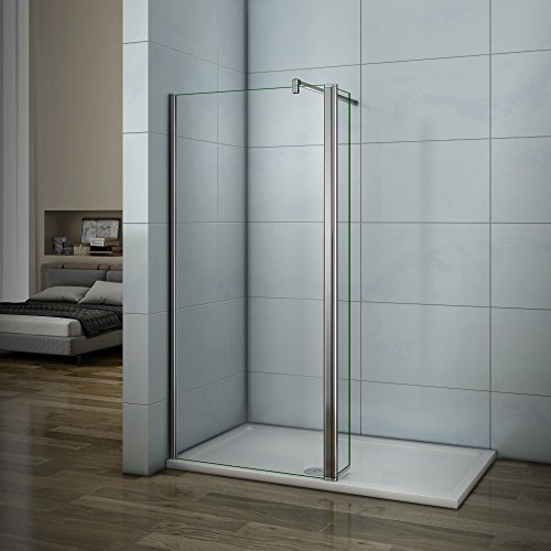 140x200cm Walk in Duschwand Duschtrennwand 8mm Easy-clean Nano Glas Duschabtrennung mit 30cm Flipper Panel