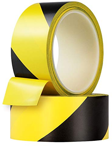 YTBUBOR Absperrband Gelb Schwarz, 2 Rollen 50 mm x 20 m Warnband, UV-Beständig und Reißfest Markierungsband, Bodenmarkierung Flatterband Für Baustellenabsperrungen, Gefahrenstellen