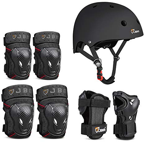 JBM Adult & Kid Skating Protective Gear Set Sktaeboard Helmet Knee and Elbow Pads with Wrist Guards for Inline Roller Skating, Scooter, Skateboarding