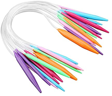 Cirkulärt stickset 12 delar 3 5 12 mm multicolor rundstickning verktygssats plast 40 cm