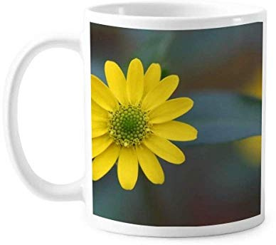 Tazza in ceramica con fiori gialli e crisantemo verde