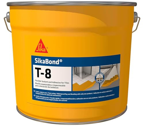 SIKA - Adesivo impermeabilizzante - SikaBond T8 - Beige - 10L | La soluzione per incollare e proteggere terrazze e bagni dall'acqua in un solo passaggio - Elastico e duraturo